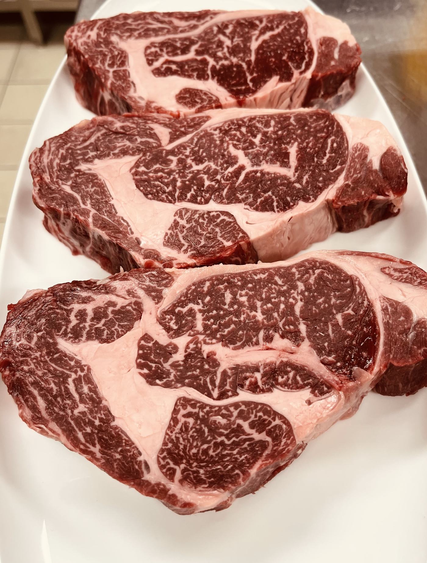 Ribeye-Steaks in Nahaufnahme